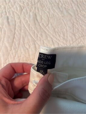 J. Crew Factory White Wide-Leg Crop Pants